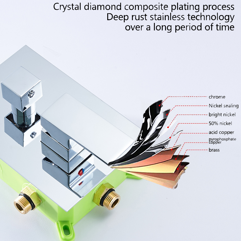 bakala shower faucet mixing valve 3 ways concealed easy-mount box 2 handles brass concealed valve chrome and cold br-9115