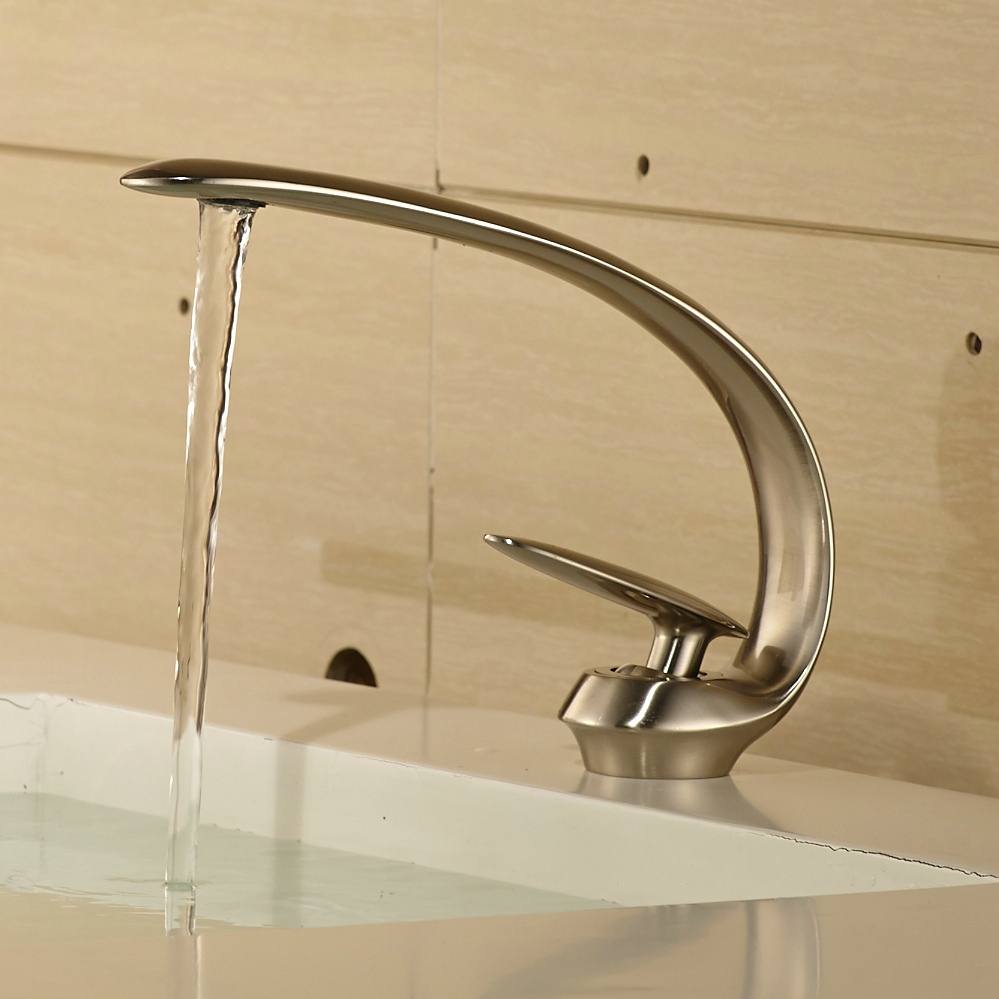 bakala single hole sitting faucet bathroom basin faucet brushed nickel sink mixer tap bkl6101-2l