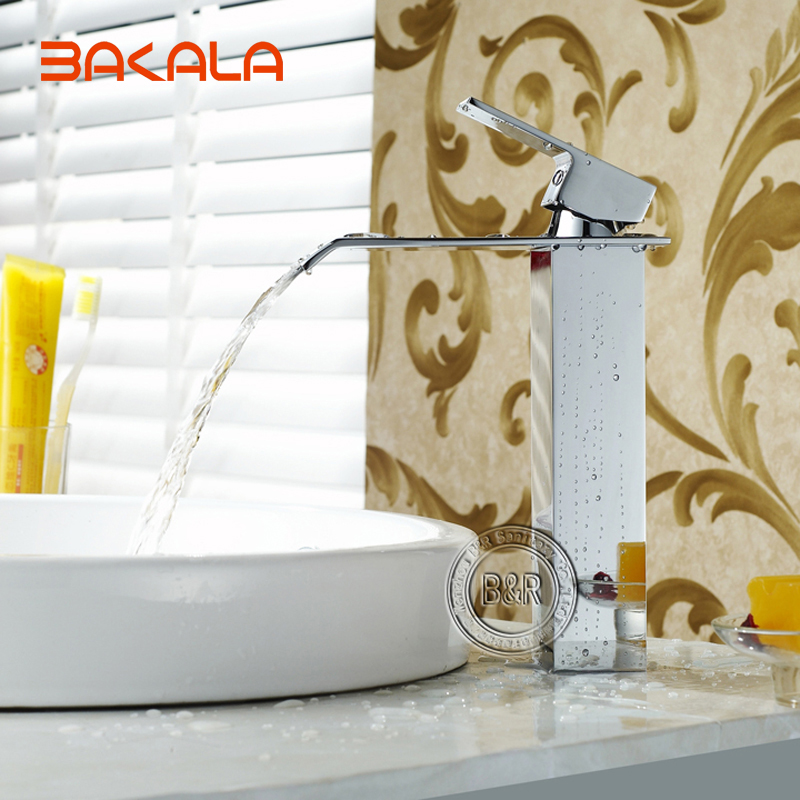 bakala single lever waterfall chromed faucet for bathroom faucet tap bathroom waterfall lt-504b