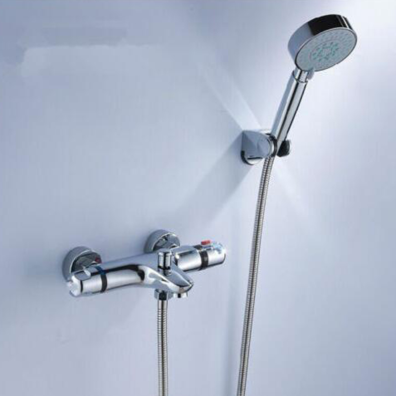 bakala thermostatic shower valve chrome plated bath mixer with handheld shower&hose hw-9051