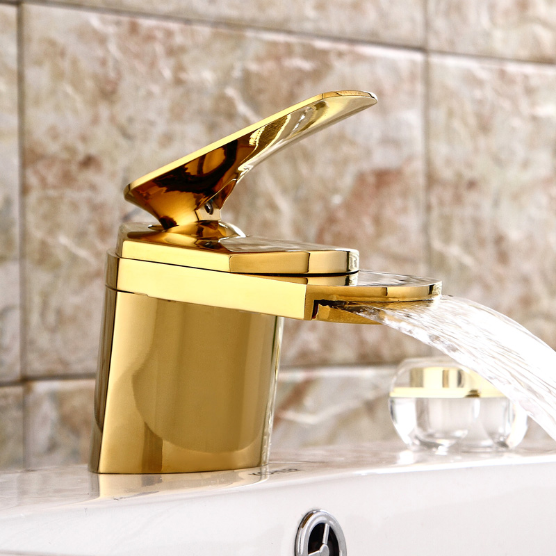 bakala toad brass 3 colors single handle single hole taps deck mounted basin waterfall faucet mixer sink top lh-8031