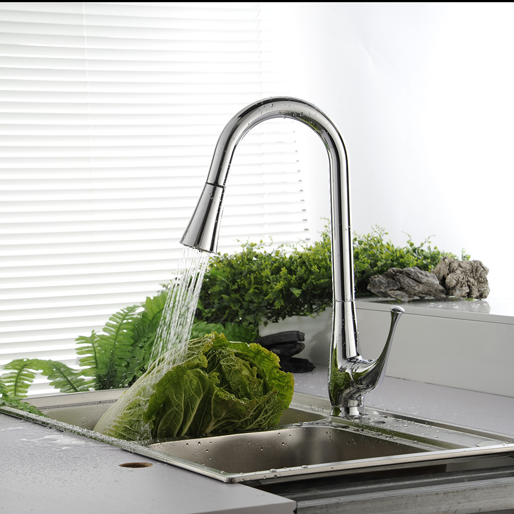 bakala torneira cozinha chrome finished pull out& swivel kitchen sink faucet taps robinet cuisine lh-8117