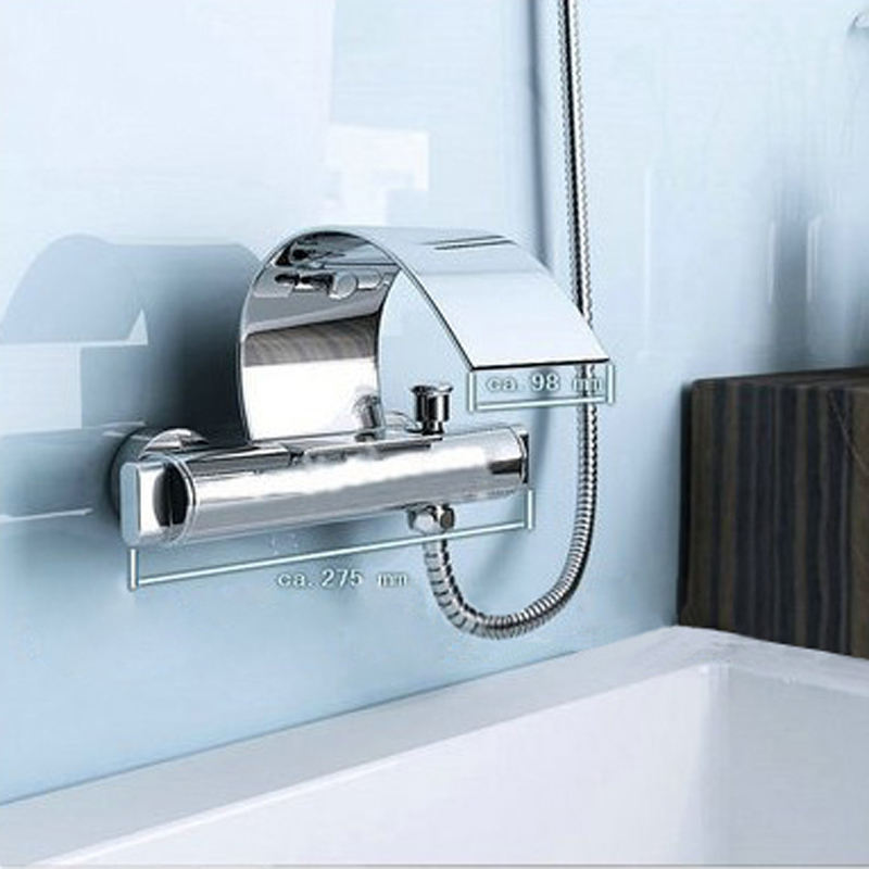 bakala waterfall wall mounted double handle chrome finish bathroom basin faucet mixer tap come with handheld shower br-208cr