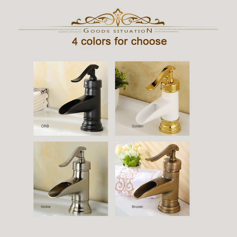 bakala white/nickel/orb/antique finished color finish waterfall bathroom faucet bathroom basin mixer tap with &cold water