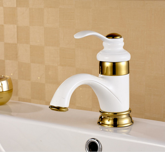 baked white paint basin sink faucet with oil bronze brass bathroom basin sink mixer tap