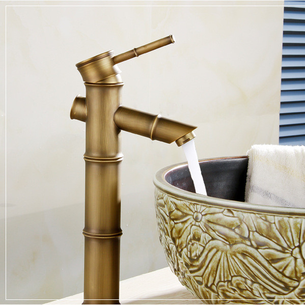 bamboo antique basin sink mixer tap with cold solid brass bathroom basin sink water faucet