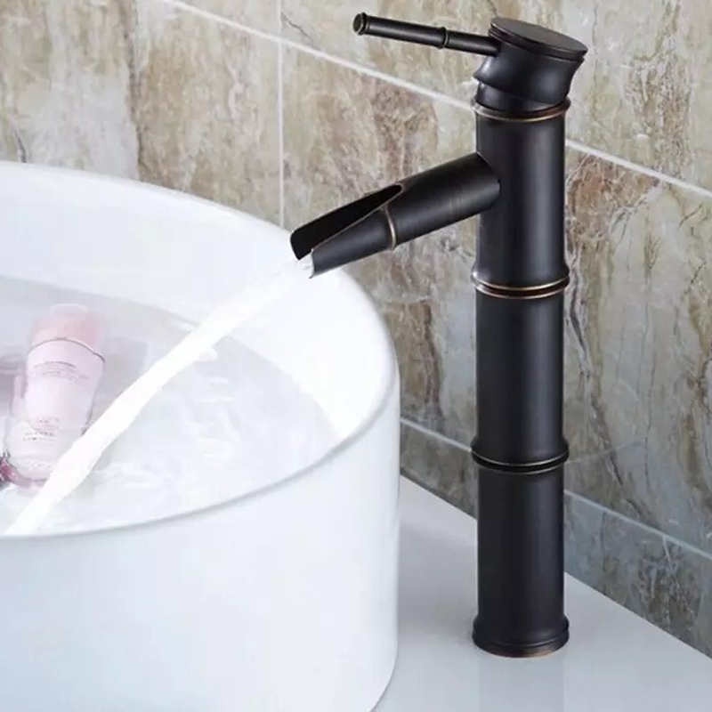 bamboo shape faucet basin mixer taps antique black bronze finished and cold mixer taps deck mounted basin tap gz-8025r