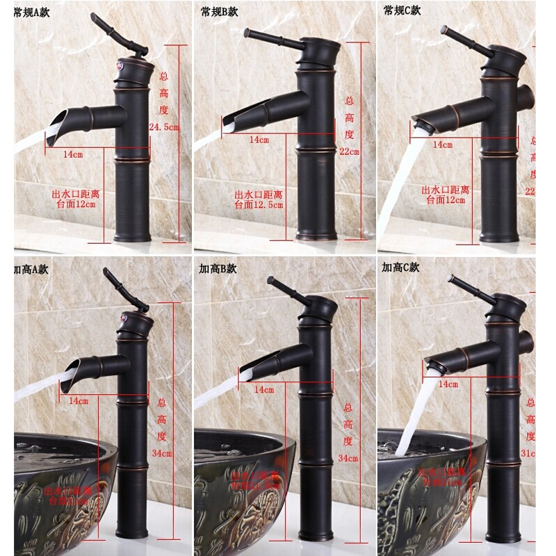 bamboo shape faucet basin mixer taps antique black bronze finished and cold mixer taps deck mounted basin tap gz-8025r