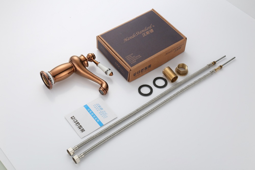 blue and white porcelain golden bathroom tap with solid brass rose gold bathroom basin sink water faucet