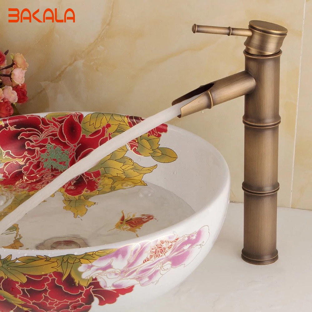 brass bamboo design faucet cold water tap single lever above deck basin retro new designs gz-8026