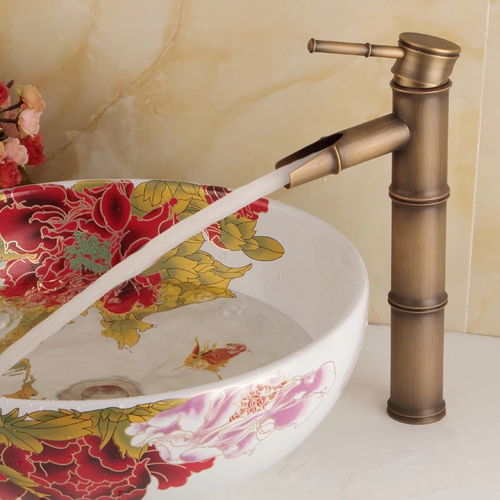 brass bamboo design faucet cold water tap single lever above deck basin retro new designs gz-8026