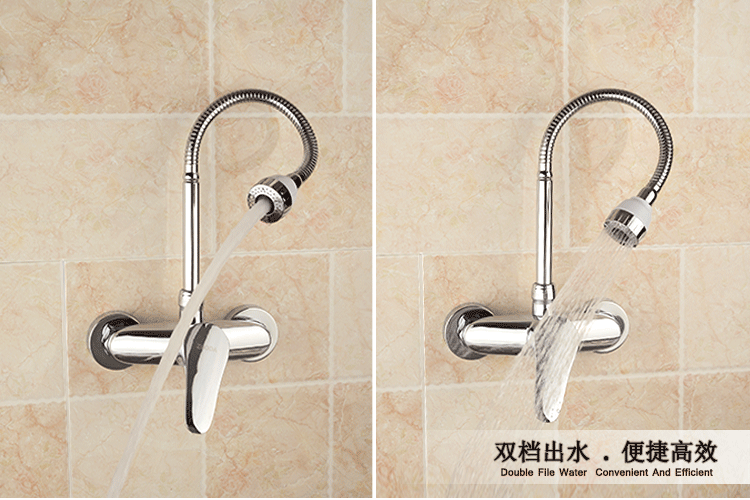 brass chrome taps kitchen sink kitchen tap dual hole wall kitchen mixer kitchen faucet torneira cozinha dona1323a