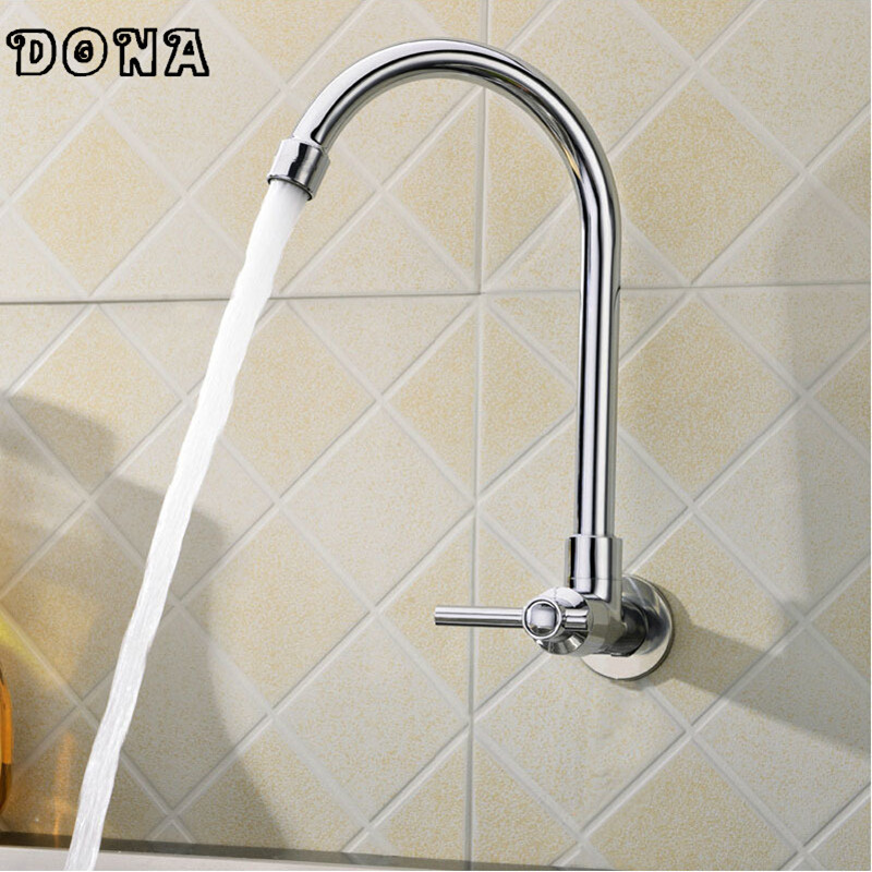 chrome fold kitchen faucet single cold kitchen tap wall water mixer torneira dragon lanos dona1415