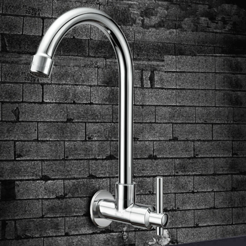 chrome fold kitchen faucet single cold kitchen tap wall water mixer torneira dragon lanos dona1415