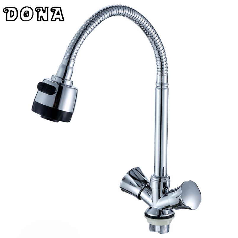 deck mounted dual handle double holes flexible kitchen faucet mixers kitchen faucet tap &cold water dona1312