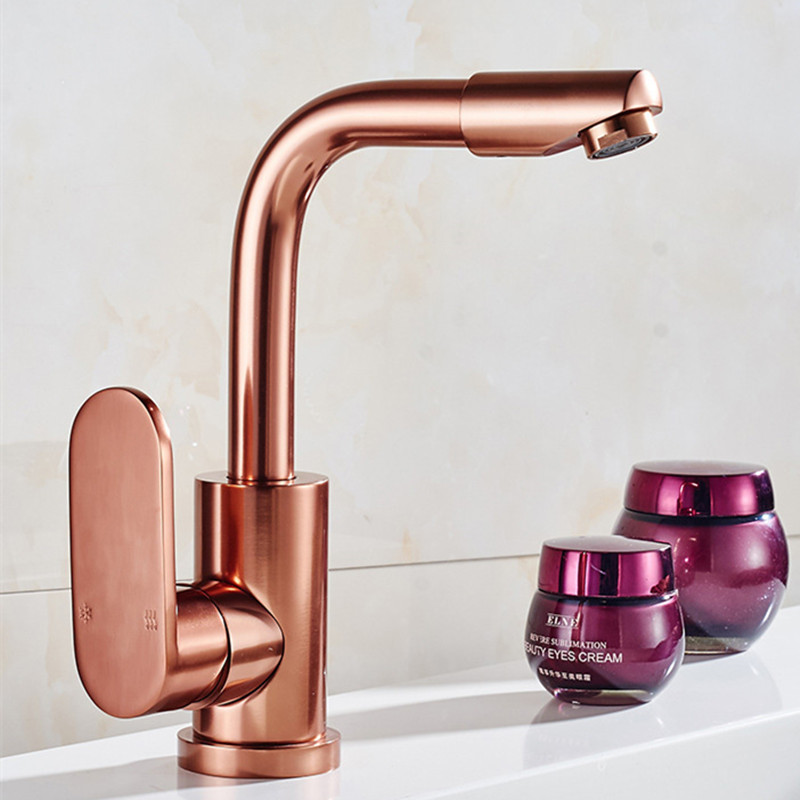 deck mounted space aluminum rose gold basin mixer tap with single handle rose kitchen sink faucets