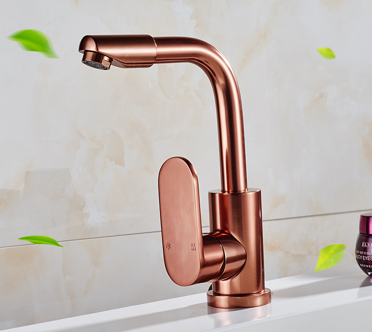 deck mounted space aluminum rose gold basin mixer tap with single handle rose kitchen sink faucets