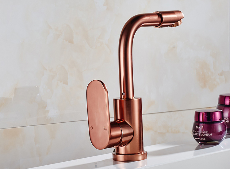 deck mounted space aluminum rose gold basin mixer tap with single handle rose kitchen sink faucets