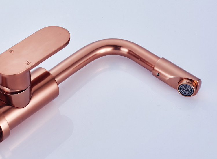 deck mounted space aluminum rose gold basin mixer tap with single handle rose kitchen sink faucets