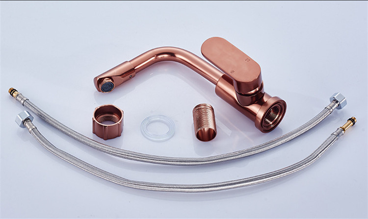 deck mounted space aluminum rose gold basin mixer tap with single handle rose kitchen sink faucets