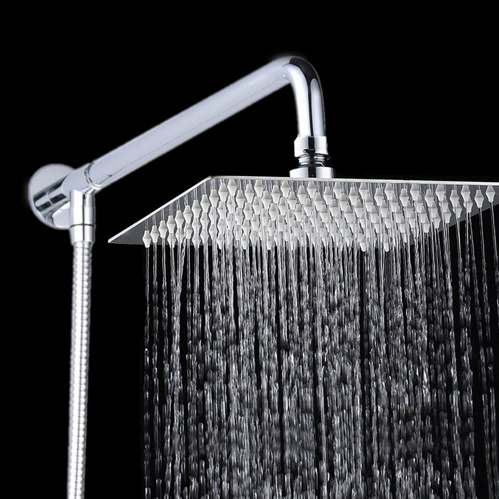 fixed shower head set 30cm shower arm+150cm hose+ holder+wall mounted ultra-thin 304 stainless steel shower heads top rainfall