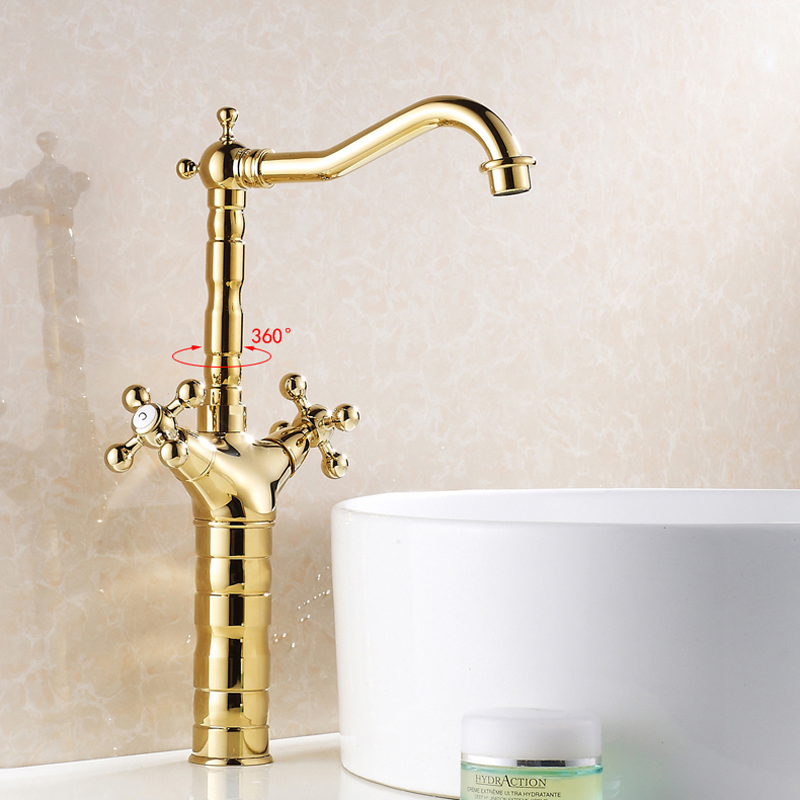 modern gold brass bathroom basin faucet style vanity sink mixer tap deck mounted faucet gz-7307k