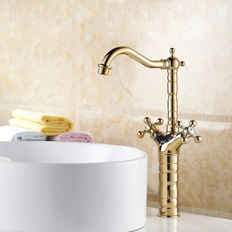 modern gold brass bathroom basin faucet style vanity sink mixer tap deck mounted faucet gz-7307k