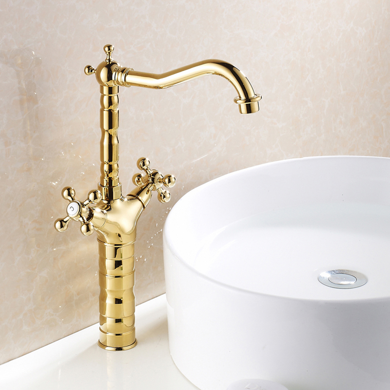 modern gold brass bathroom basin faucet style vanity sink mixer tap deck mounted faucet gz-7307k