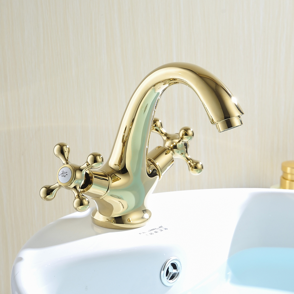 modern gold brass bathroom basin faucet style vanity sink mixer tap deck mounted faucet gz7304k hy-808