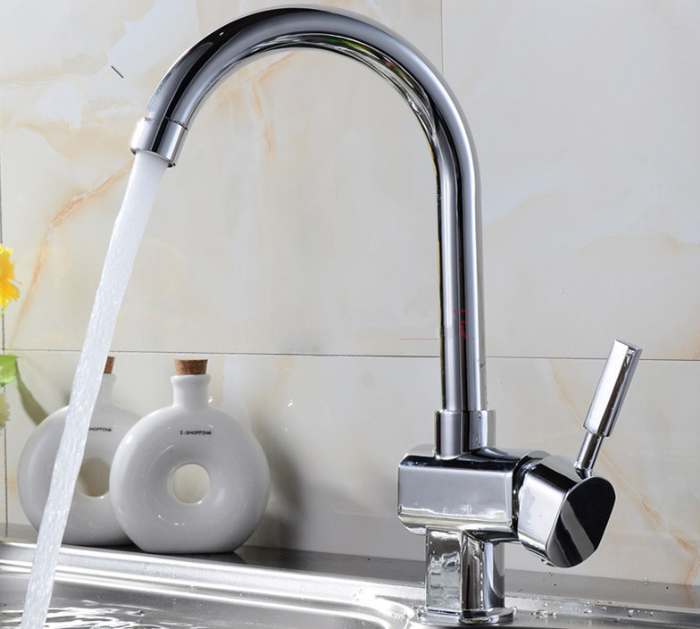 most popular solid brass kitchen faucet with 360 degree rotation water tap and chrome plate kitchen mixer tap