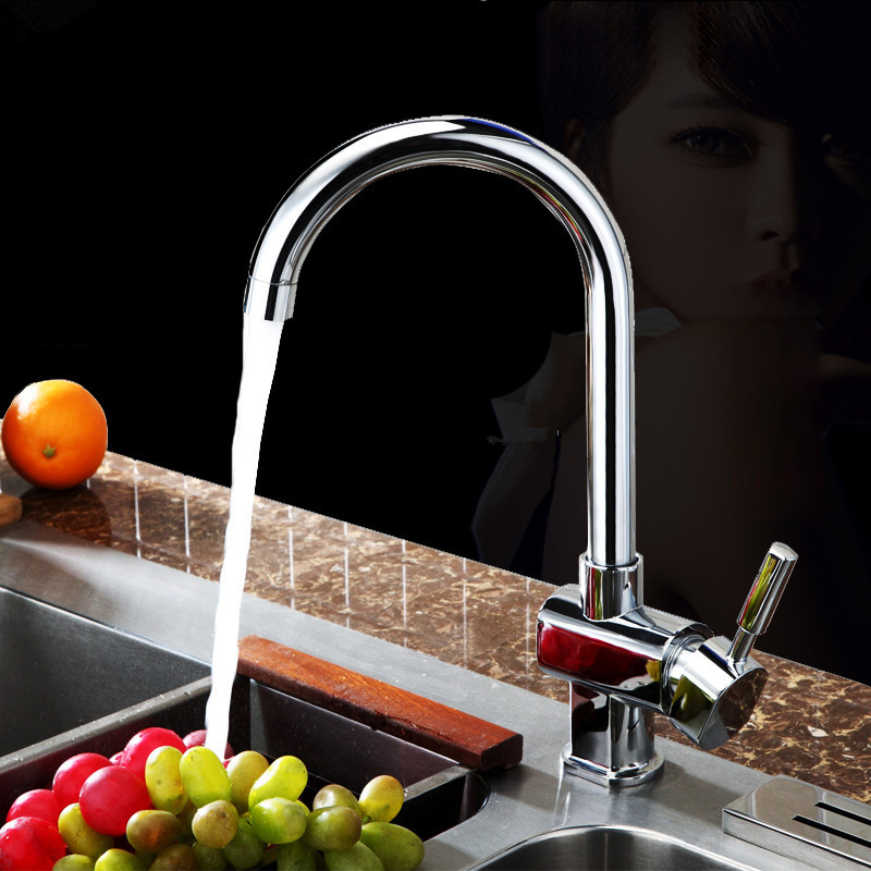 most popular solid brass kitchen faucet with 360 degree rotation water tap and chrome plate kitchen mixer tap