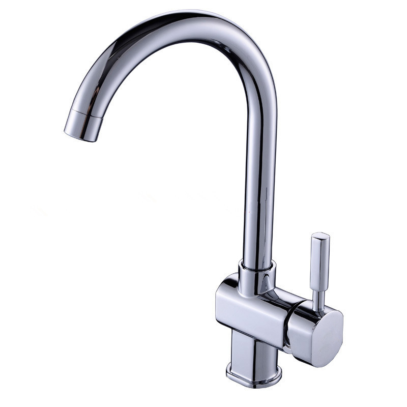 polished chrome brass kitchen faucet with single lever cold kitchen sink faucet / kitchen faucet , kitchen tap