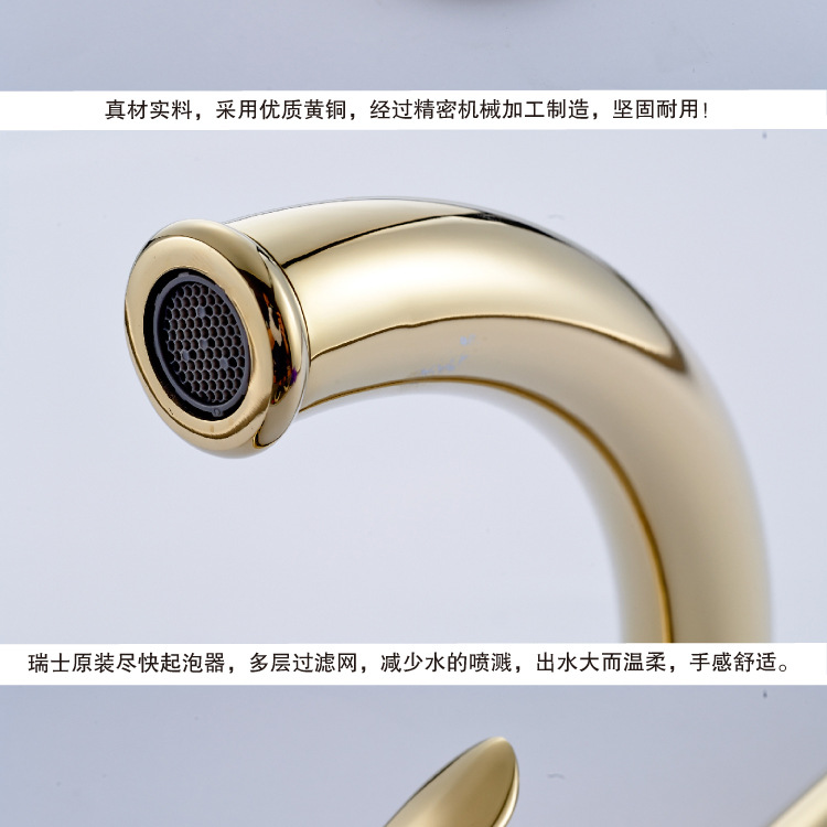 selling solid brass golden kitchen faucet with single handle gold kitchen sink faucet by 360 degree rotation brass faucet