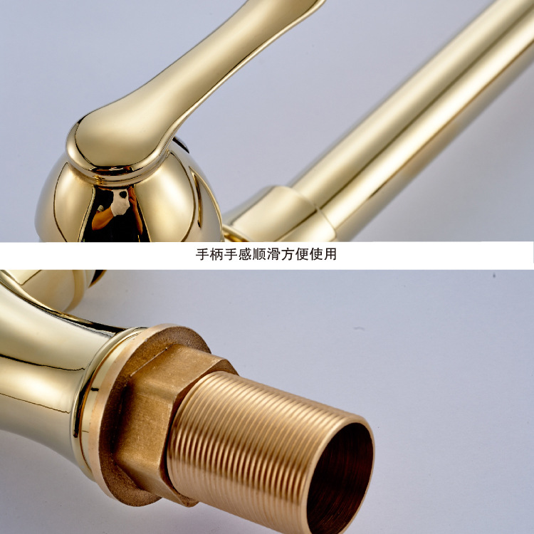 selling solid brass golden kitchen faucet with single handle gold kitchen sink faucet by 360 degree rotation brass faucet