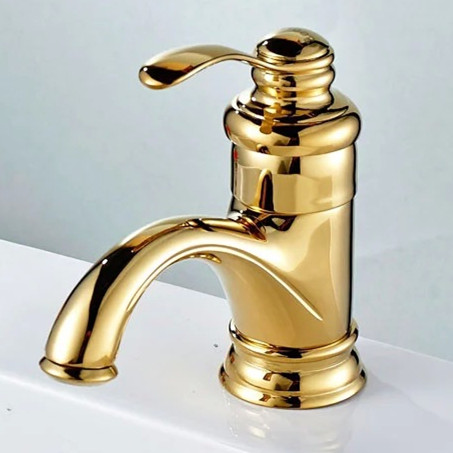 single handle solid brass golden bathroom mixer tap with polished chrome cold bathroom basin sink faucets