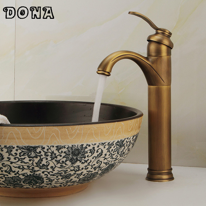 vintage style antique faucet bronze tall bathroom faucets sink brass finish washbasin mixer tap dona4038