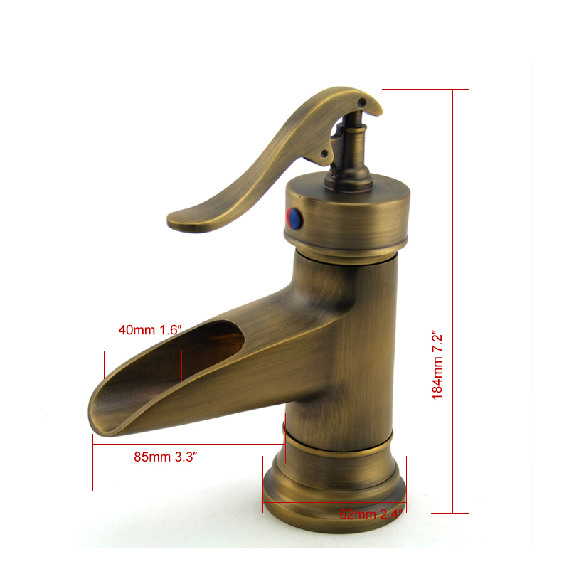 waterfall bathroom faucet single handle sink faucet antique brass basin faucet gz8004