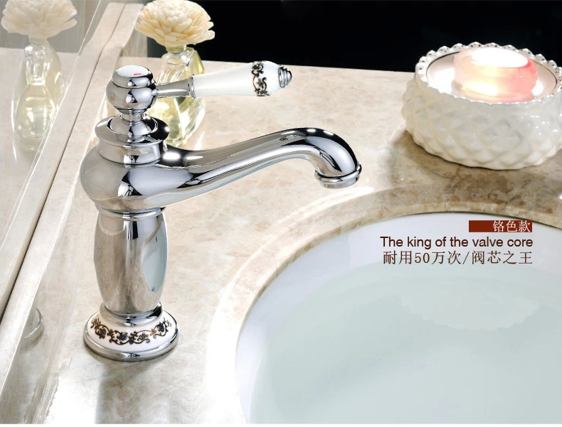 white color golden bathroom faucet with single handle cold brass bathroom basin sink facuets