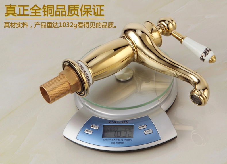 white color golden bathroom faucet with single handle cold brass bathroom basin sink facuets