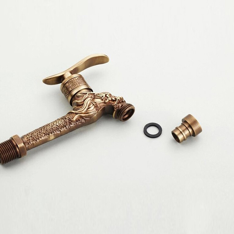 whole and retail new single handle wall mounted antique brass washing machine tap laundry faucet