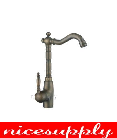 Free Antique Brass Faucet Kitchen Basin Sink Mixer Tap b629