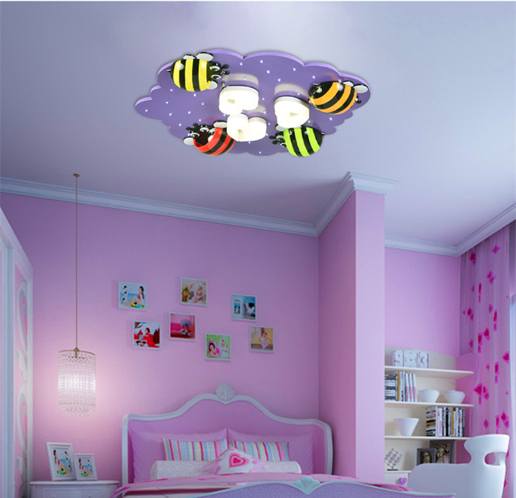 purple/pink color cartoon led ceiling light for bedroom children night light living room e27 children's light fixtures luminaria