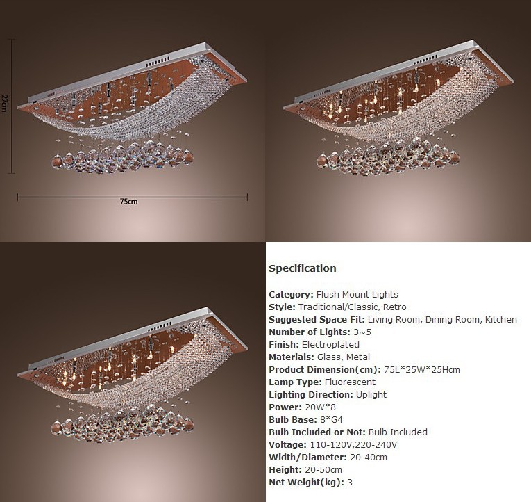 new luxuriant crystal chandelier with 8 lights rectangular pendant chandelier