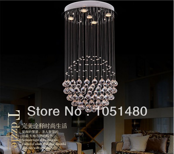 s new modern lustre led light crystal chanelier dia500*h800mm foyer chandeliers