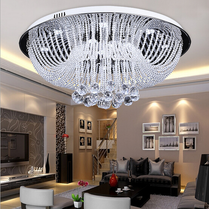 selling round crystal ceiling light led plafonnier lustre living room lamp modern lighting fast