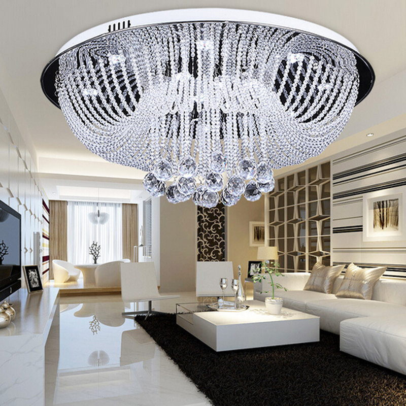 selling round crystal ceiling light led plafonnier lustre living room lamp modern lighting fast