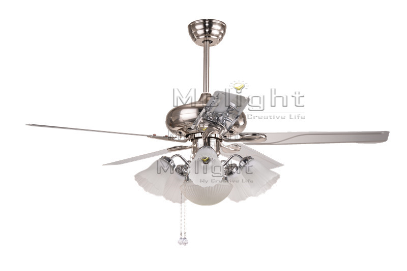 modern ceiling fans with 6 light kits for bed room coffee house living room lamp 48 inch 5 stainless steel blade fixture