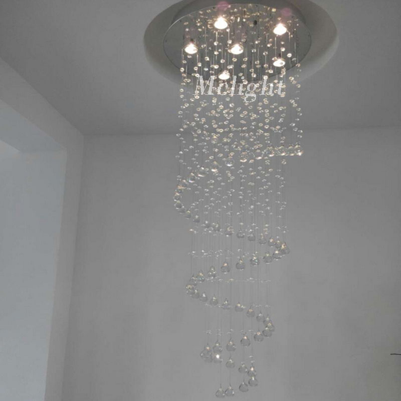 d55cm modern led spiral lustre crystal chandelier light fixtures long stair light for staircase el foyer living room