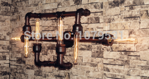 e27 edison 6 heads water pipe wall lamp vintage aisle lights bar restaurant rh loft iron industrial pipes wall light