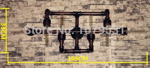 e27 edison 6 heads water pipe wall lamp vintage aisle lights bar restaurant rh loft iron industrial pipes wall light